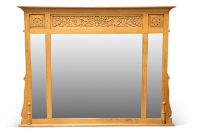 Lot 445 - A VICTORIAN OAK OVERMANTEL MIRROR