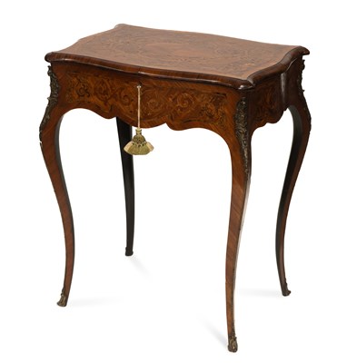 Lot 745 - A LOUIS XV STYLE GILT METAL-MOUNTED MARQUETRY LADY'S DRESSING TABLE, 19TH CENTURY