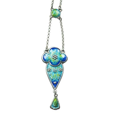 Lot 918 - CHARLES HORNER - A SILVER AND ENAMEL PENDANT NECKLACE