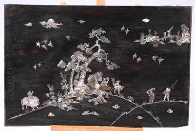 Lot 143 - A 19TH CENTURY CHINESE MOTHER-OF-PEARL INLAID PANEL