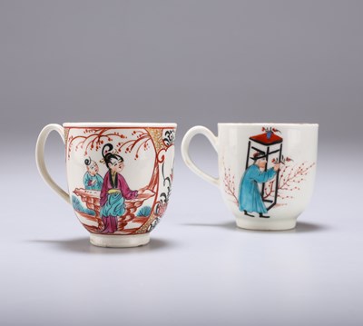 Lot 82 - TWO WORCESTER POLYCHROME COFFEE CUPS
