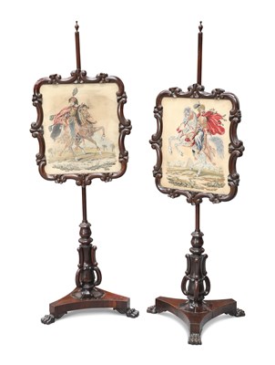 Lot 743 - A PAIR OF REGENCY ROSEWOOD POLESCREENS