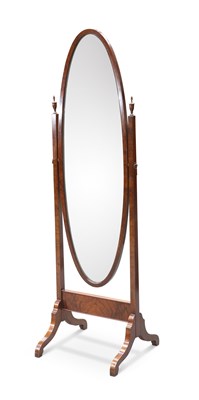 Lot 800 - AN EARLY 20TH CENTURY MAHOGANY CHEVAL MIRROR