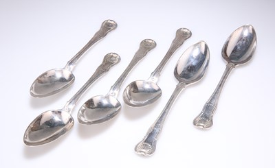 Lot 225 - A SET OF SIX GEORGE III SILVER TABLESPOONS