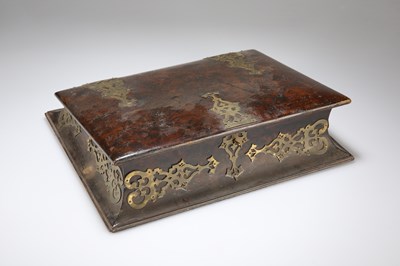 Lot 877 - A VICTORIAN BRASS-MOUNTED BURR WALNUT TABLE DESK