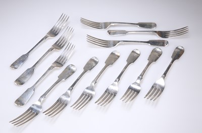 Lot 223 - TWELVE SILVER TABLE FORKS, 19TH CENTURY