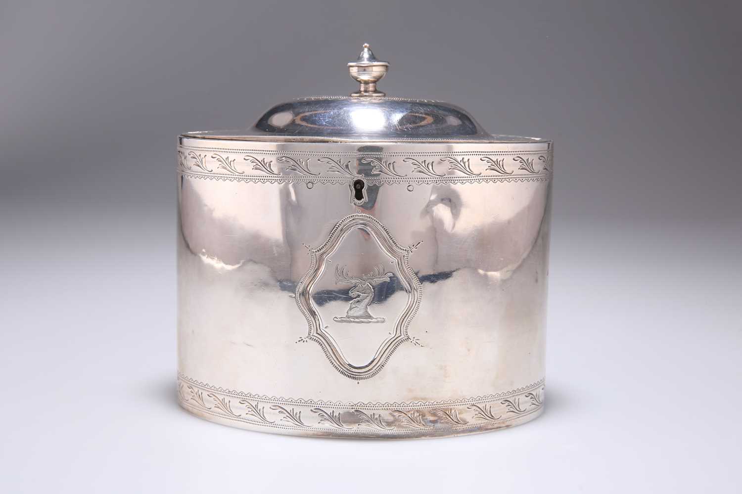 Lot 224 - A GEORGE III SILVER TEA CADDY