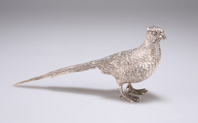 Lot 284 - AN ELIZABETH II SILVER MODEL OF A PHEASANT