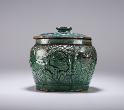 Lot 1029 - A CHINESE GREEN-GLAZED KAMCHENG, 19TH CENTURY