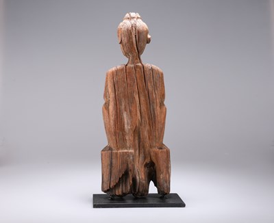 Lot 10 - A CARVED WOODEN FIGURE