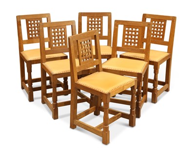 Lot 893 - ROBERT THOMPSON OF KILBURN, A SET OF SIX MOUSEMAN OAK DINING CHAIRS