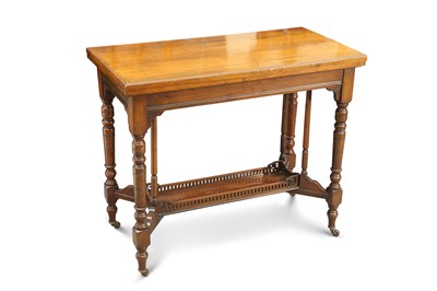 Lot 832 - A LATE VICTORIAN WALNUT FOLDOVER CARD TABLE