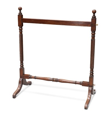 Lot 825 - A 19TH CENTURY MAHOGANY CAMPAIGN RACK OR STAND