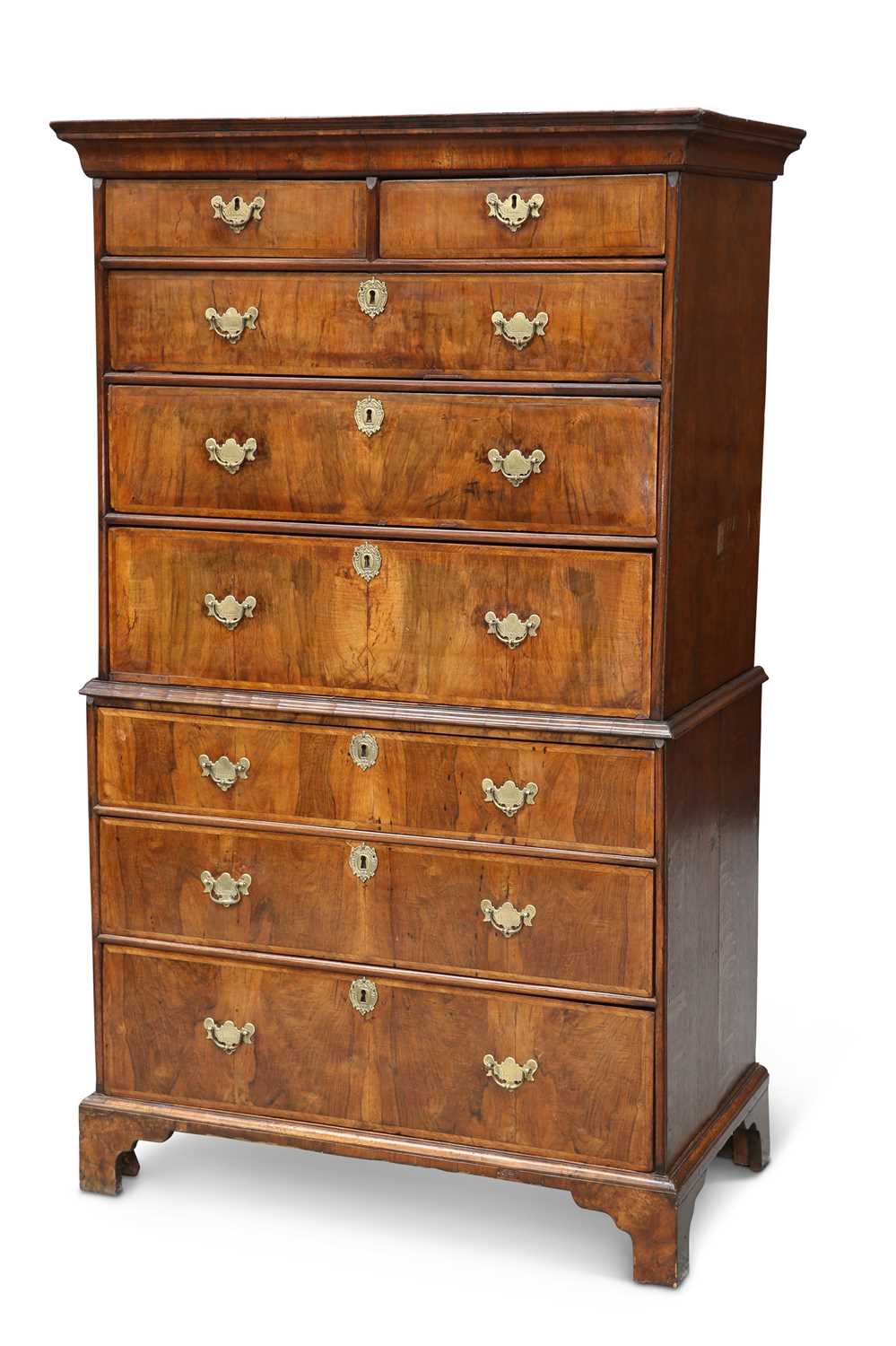 Lot 783 - AN 18TH CENTURY WALNUT CHEST ON CHEST