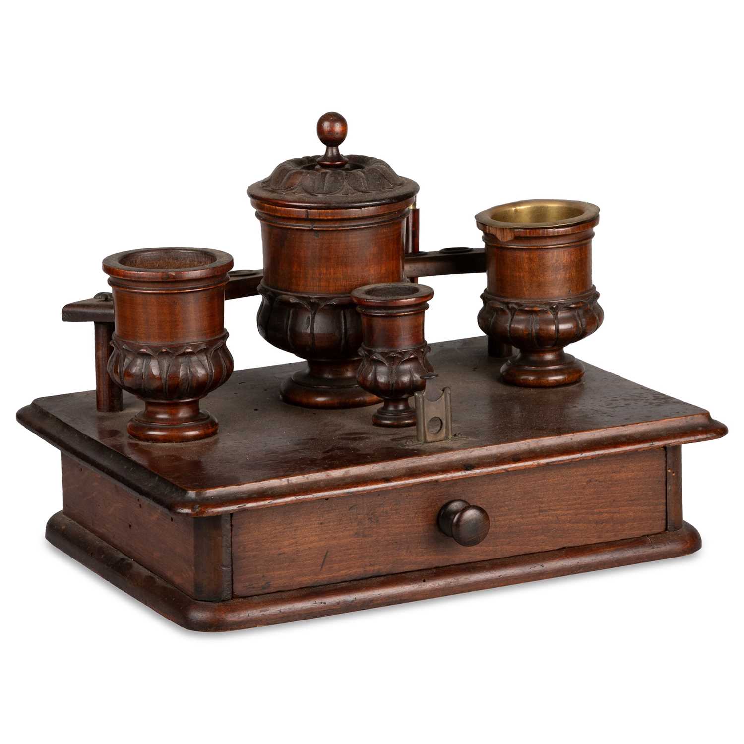 Lot 1291 - A WOODEN SMOKER'S STAND, 19TH CENTURY