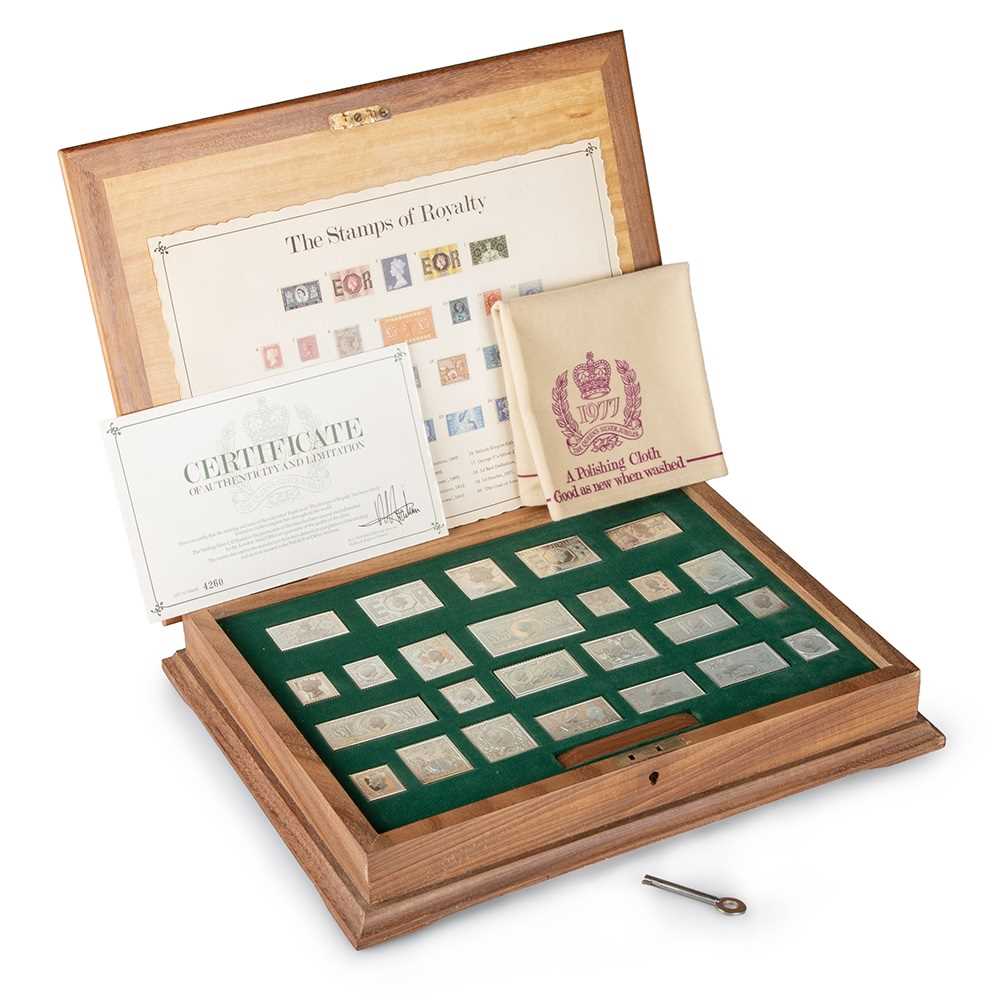 Lot 1099 - THE STAMPS OF ROYALTY, A CASED SET OF TWENTY-FIVE STERLING SILVER STAMPS