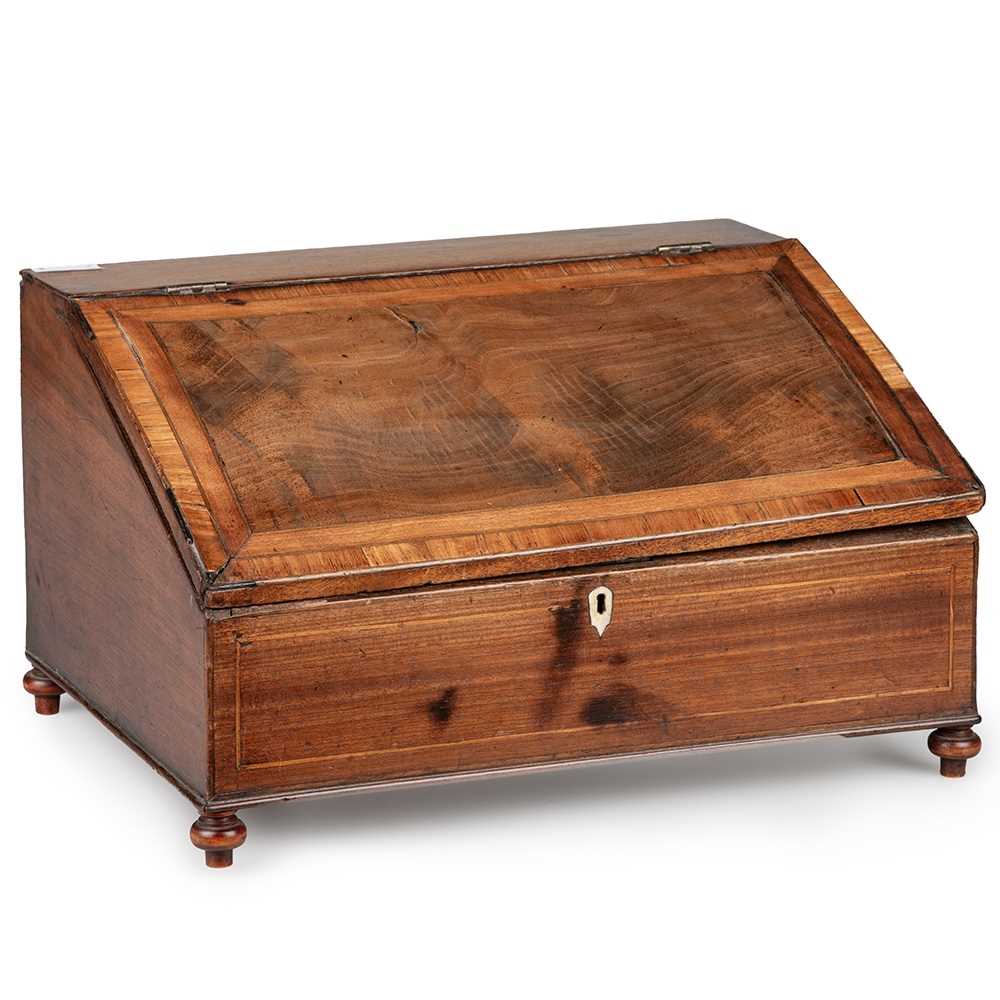 Lot 805 - A GEORGE III INLAID MAHOGANY TEA CADDY AND