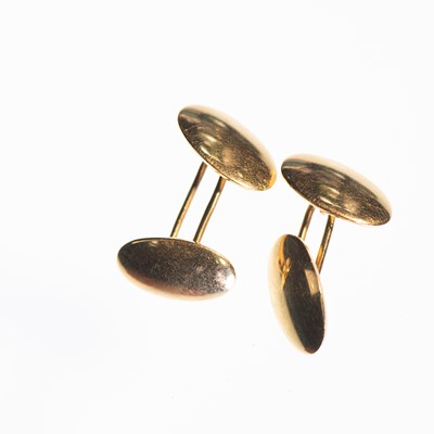 Lot 581 - A PAIR OF 18 CARAT GOLD DOUBLE OVAL CUFFLINKS