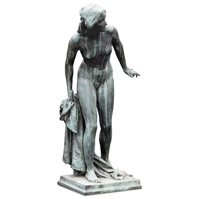 Lot 140 - PAUL RAPHAEL MONTFORD (1868-1938), A BRONZE FIGURE OF A CLASSICAL MAIDEN