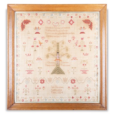 Lot 12 - A GEORGE IV NEEDLEWORK SAMPLER