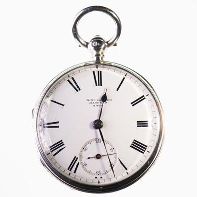 Lot 1189 - A SILVER OPEN FACED POCKET WATCH