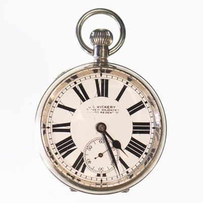 Lot 1185 - AN OPEN FACE POCKET WATCH WITH CASE/STAND