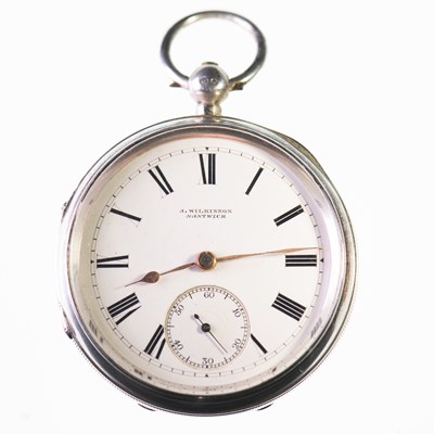 Lot 1184 - A SILVER OPEN-FACE POCKET WATCH