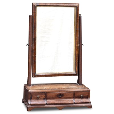 Lot 700 - A GEORGE III WALNUT TOILET MIRROR