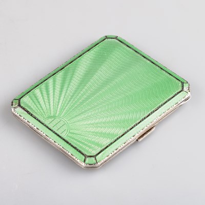 Lot 158 - AN ART DECO SILVER AND ENAMEL CIGARETTE CASE