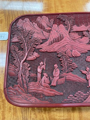 Lot 140 - A CHINESE CARVED RED CINNABAR LACQUER BOX, 18TH/19TH CENTURY