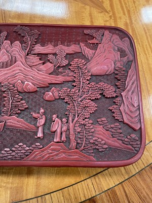Lot 140 - A CHINESE CARVED RED CINNABAR LACQUER BOX, 18TH/19TH CENTURY