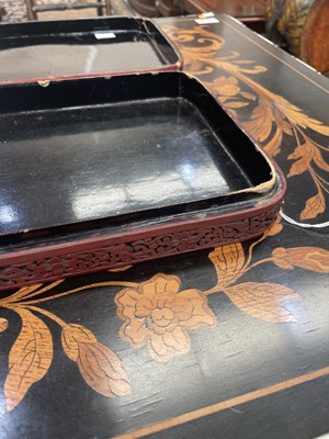 Lot 140 - A CHINESE CARVED RED CINNABAR LACQUER BOX, 18TH/19TH CENTURY