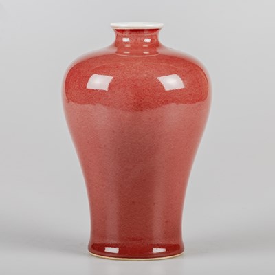 Lot 83 - A CHINESE LIVER-RED MEIPING VASE