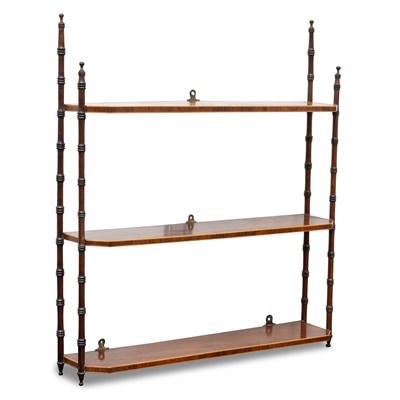 Lot 722 - A SET OF REGENCY ROSEWOOD HANGING SHELVES