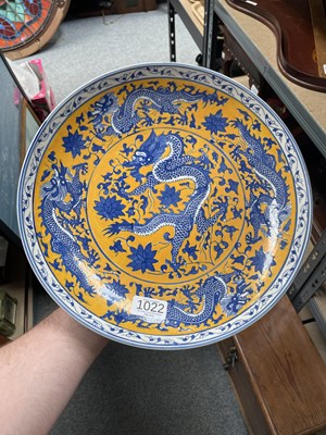 Lot 1022 - A CHINESE 'DRAGON' DISH