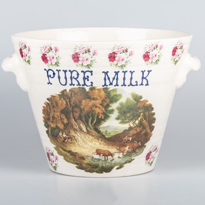 Lot 37 - A "PURE MILK" POTTERY TWO-HANDLED MILK PAIL