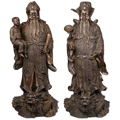 Lot 139 - A PAIR OF CHINESE BRONZE FIGURES OF DEITIES