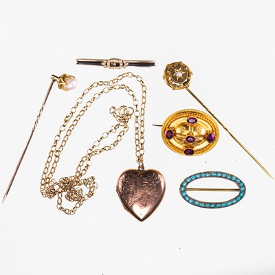 Lot 594 - A GROUP OF VICTORIAN JEWELLERY