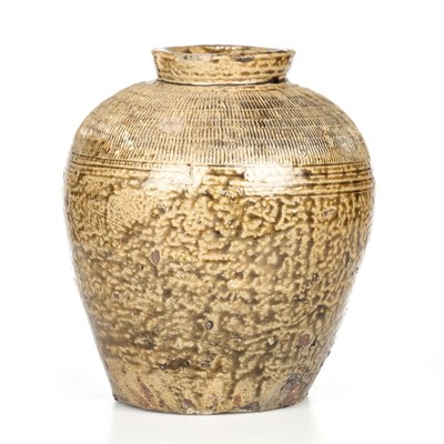 Lot 1077 - A 19TH CENTURY CHINESE GLAZED STONEWARE STORAGE JAR