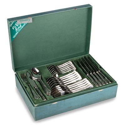 Lot 1103 - A CANTEEN OF SILVER-PLATED CUTLERY