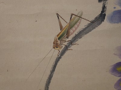 Lot 146 - QI BAISHI (1864-1957), WISTERIA AND GRASSHOPPER