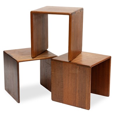 Lot 734 - GERALD MCCABE (USA, 1927-2010) FOR ORANGE CRATE MODERN, A TRIO OF MID-CENTURY CUBE SIDE TABLES