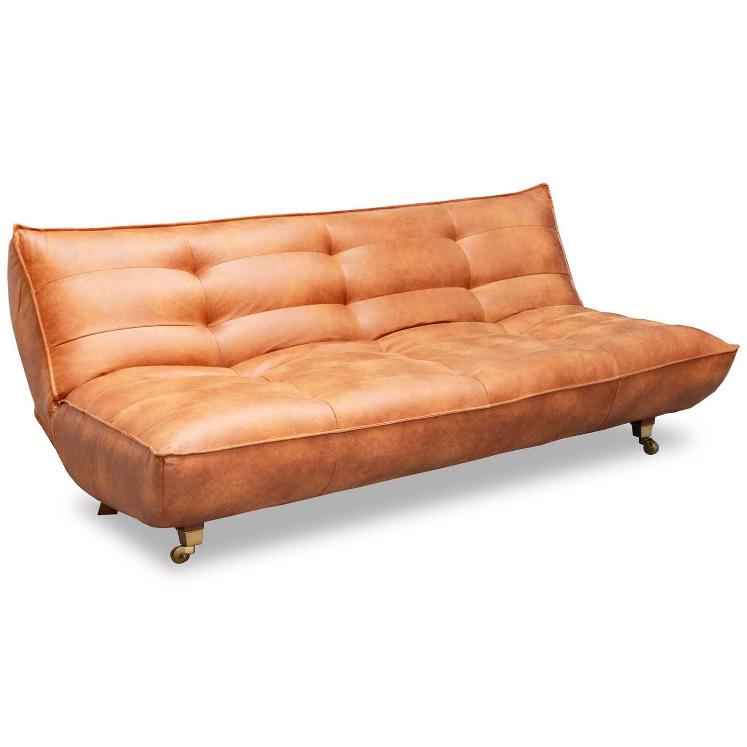 Lot 701 - A CONTEMPORARY TAN LEATHER SOFA