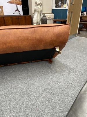 Lot 701 - A CONTEMPORARY TAN LEATHER SOFA