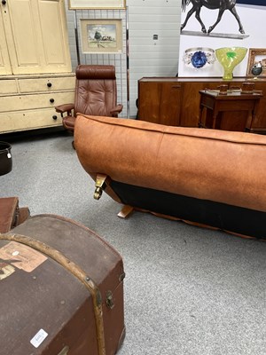 Lot 701 - A CONTEMPORARY TAN LEATHER SOFA