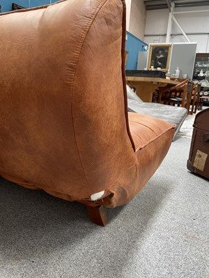 Lot 701 - A CONTEMPORARY TAN LEATHER SOFA