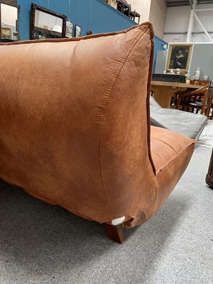 Lot 701 - A CONTEMPORARY TAN LEATHER SOFA