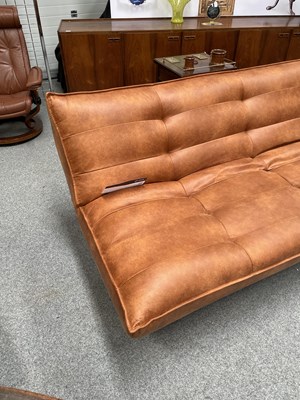 Lot 701 - A CONTEMPORARY TAN LEATHER SOFA