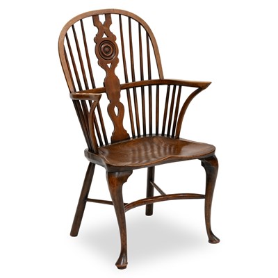 Lot 704 - AN ASH AND ELM WINDSOR ARMCHAIR