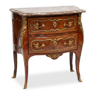 Lot 702 - A FRENCH KINGWOOD AND GILT-METAL MOUNTED BOMBE COMMODE